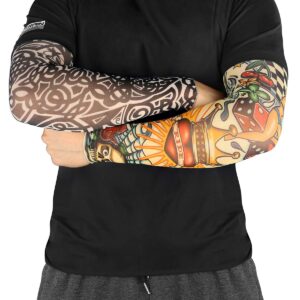 Benbilry 6pcs Art Arm Fake Tattoo Sleeves Cover For Unisex Party Cool Man Woman Fashion Tattoos & Body Art Temporary Waterproof Sunscreen Nylon Kit