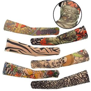 Benbilry 6pcs Art Arm Fake Tattoo Sleeves Cover For Unisex Party Cool Man Woman Fashion Tattoos & Body Art Temporary Waterproof Sunscreen Nylon Kit