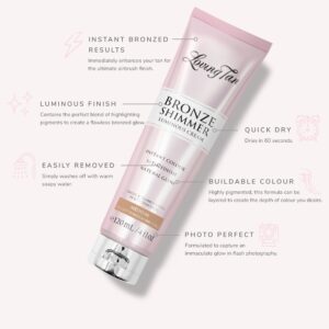 Loving Tan Bronze Shimmer Luminous Cream, Medium - Streak Free, Natural Looking, Instant Sunless Tanner - 6+ Self Tanning Applications per Tube, Cruelty Free - 4 FL Oz