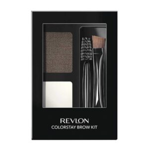 revlon eyebrow kit, colorstay brow kit eye makeup with longwearing brow powder, pomade, spoolie & angled brush tip, 102 dark brown, 0.08 oz