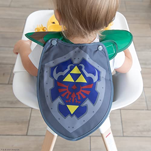 Bumkins Nintendo Bibs for Girl or Boy, SuperBib with Cape for Baby and Toddler 6-24 Months, Essential Must Have for Eating, Feeding, Baby Led Weaning Supplies, Mess Saving Catch Food, Legend of Zelda