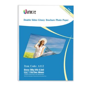 uinkit 100 sheets double sided glossy photo paper 8.5x11, 54lb, 200gsm brochure and flyer paper for inkjet printing