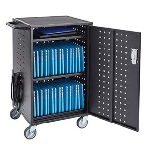 ecr4kids 30-bay charging cart, classroom storage, black
