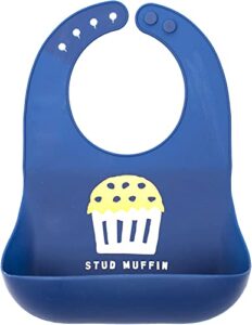 bella tunno boy’s wonder bib – silicone baby bibs for boy with adjustable neck, non-toxic & bpa free soft silicone bib, durable, waterproof, easy to clean, stud muffin