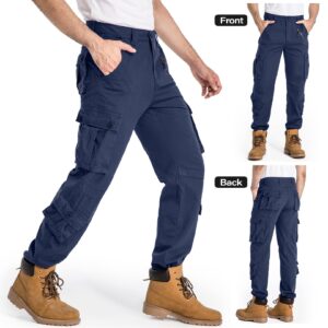 Men's BDU Casual Military Pants, Tactical Wild Army Combat ACU Rip Stop Camo Cargo Work Pants Trousers with 8 Pockets #7533 Navy Blue 30