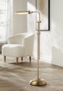 360 lighting culver traditional pharmacy floor lamp standing led adjustable height plated 57" tall aged brass metal shade pole light for living room reading house bedroom home decor