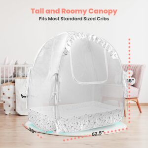 Pro Baby Safety Premium Pop Up Crib Tent, Crib Cover to Keep Baby from Climbing Out, Falls and Mosquito Bites, Safety Net, Canopy Netting Cover - Sturdy & Stylish Infant Crib Topper, Mosquito Net