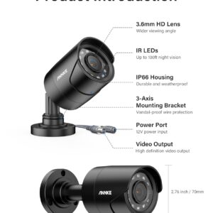 ANNKE 4 Pack 1080P HD TVI Home Security Camera Outdoor Indoor, 1920TVL, IP66 Waterproof, Night/Day Vision, Surveillance CCTV Bullet Camera