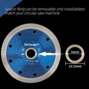 GoYonder 4.5 Inch Tile Blade, Super Thin Diamond Saw Blade for Cutting Porcelain Tiles, Granite Marble Ceramics (4.5")