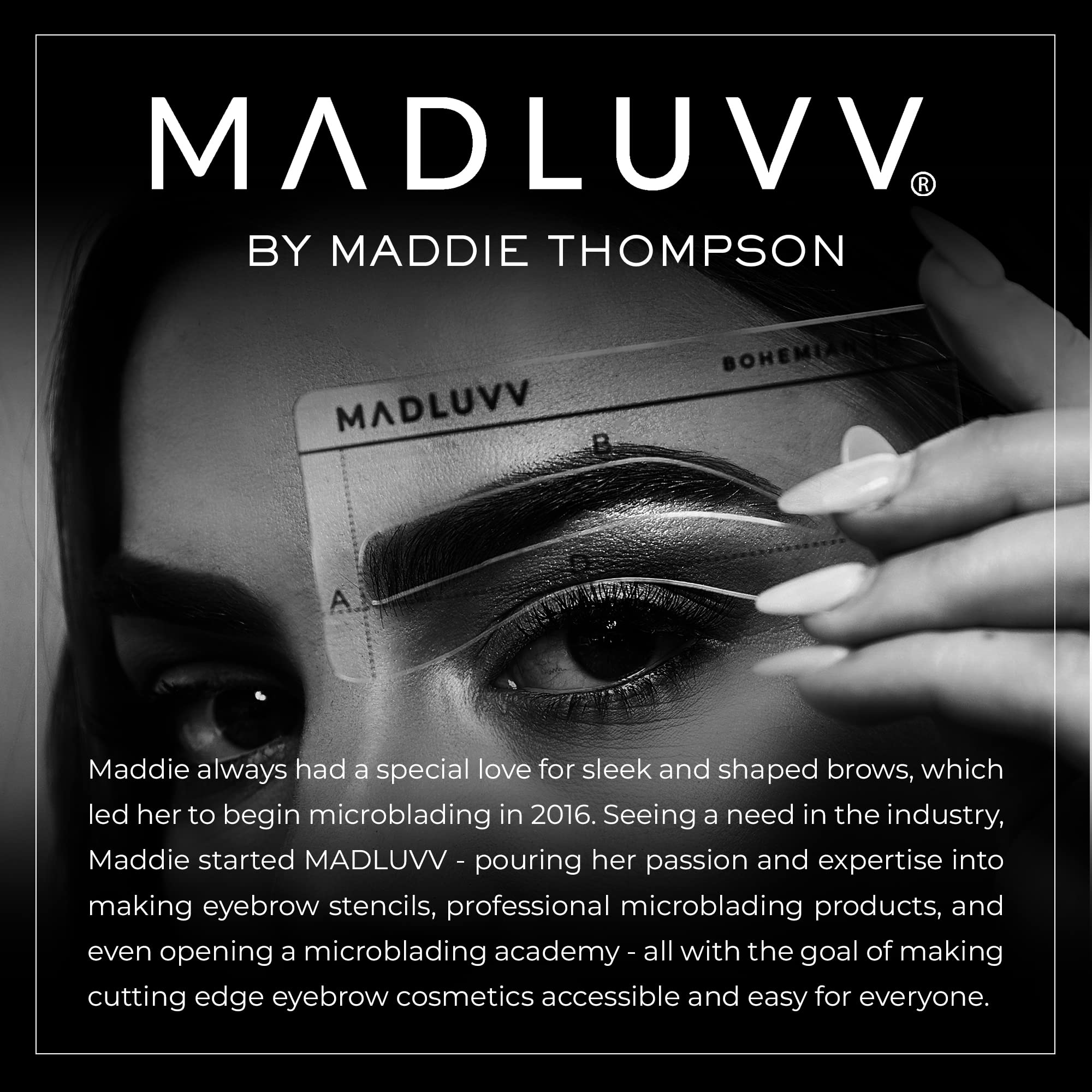 MADLUVV Eyebrow Shaper Stencils, Reusable Brow Mapping Template for PMU Professionals, Semi-Permanent Makeup Mapping, 6 Stencils (3 Stencil Shapes in Both Petite and Regular Sizes) - Classic Set