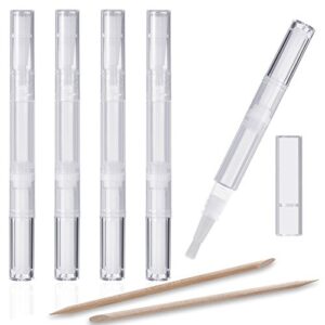 KINGMAS 5 pcs 3ml Cuticle & Nail Oil Pen Lip Gloss Container Applicators Growth Liquid Tube, Transparent Empty Twist Pens