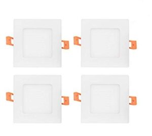 westgate lighting 15w 6 inch ultra thin slim recessed lighting kit square shaped dimmable led retrofit downlight - external junction box included - (4 pack 4000k neutral white)