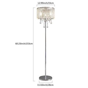 Hsyile Lighting KU300153 Floor Lamp- Elegant Designs Crystal Floor Lamps Chrome Finish Tall Standing Light for Living Room,Bed Room,Office