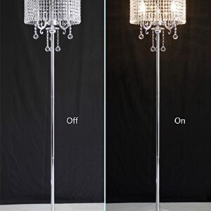 Hsyile Lighting KU300153 Floor Lamp- Elegant Designs Crystal Floor Lamps Chrome Finish Tall Standing Light for Living Room,Bed Room,Office