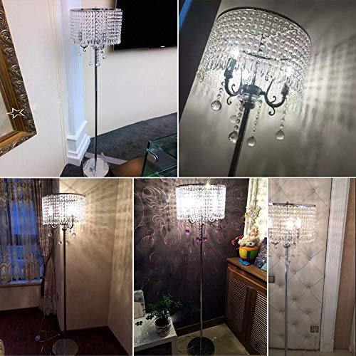 Hsyile Lighting KU300153 Floor Lamp- Elegant Designs Crystal Floor Lamps Chrome Finish Tall Standing Light for Living Room,Bed Room,Office