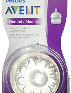 Philips Avent Natural Baby Bottle Nipple, First Flow Nipple, 2 Pack, Clear