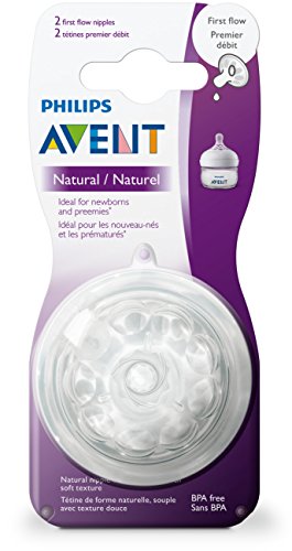 Philips Avent Natural Baby Bottle Nipple, First Flow Nipple, 2 Pack, Clear