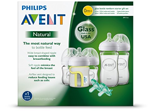 Philips Avent Natural Glass Bottle Baby Gift Set, SCD201/01