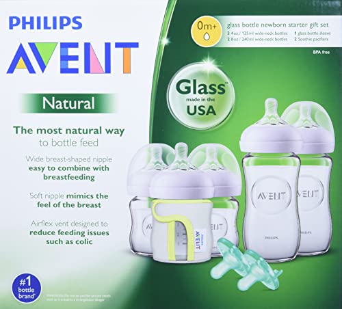 Philips Avent Natural Glass Bottle Baby Gift Set, SCD201/01