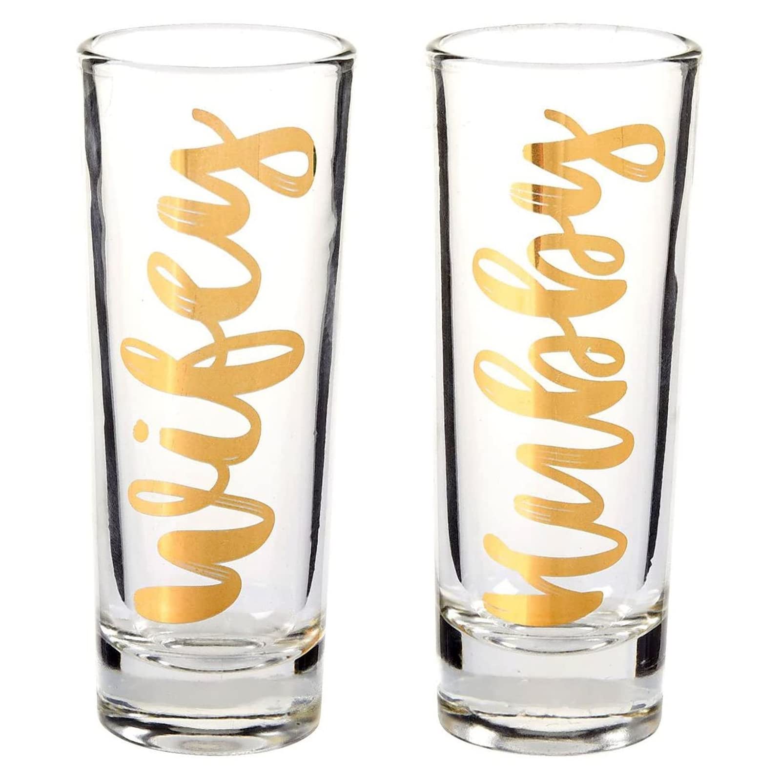 Mr & Mrs Shot Glasses - Stylish and Unique Wedding Gift, Perfect for Newlyweds, Anniversary, Bridal Shower, and Engagement - Set of 2, 2 oz Each, with Stunning Gold Foil Print