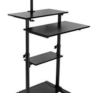 Mount-It Mobile Stand Up Desk / Height Adjustable Computer Work Station Rolling Presentation Cart With Monitor Arm (MI-7942B), Black