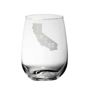 california i like it here stemless wine glass