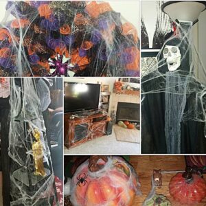 AOSTAR Halloween Stretch Spider Webs Indoor & Outdoor Spooky Spider Webbing with 50 Fake Spiders for Halloween Decorations