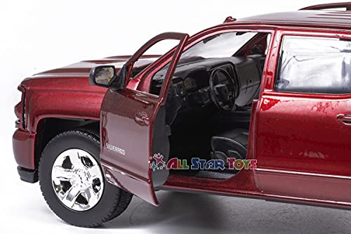 Motor Max 2017 Chevy Silverado 1500 LT Z71 Crew Cab Pick-Up Truck, Candy Red 79348/16D - 1/24 Scale Diecast Model Toy Car but NO Box