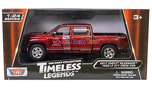 Motor Max 2017 Chevy Silverado 1500 LT Z71 Crew Cab Pick-Up Truck, Candy Red 79348/16D - 1/24 Scale Diecast Model Toy Car but NO Box