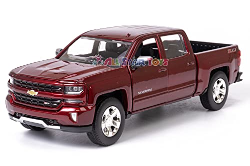 Motor Max 2017 Chevy Silverado 1500 LT Z71 Crew Cab Pick-Up Truck, Candy Red 79348/16D - 1/24 Scale Diecast Model Toy Car but NO Box