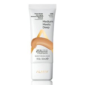 almay smart shade anti-aging skintone matching makeup, hypoallergenic, cruelty free, oil free, -fragrance free, dermatologist tested foundation with spf 20, 1oz
