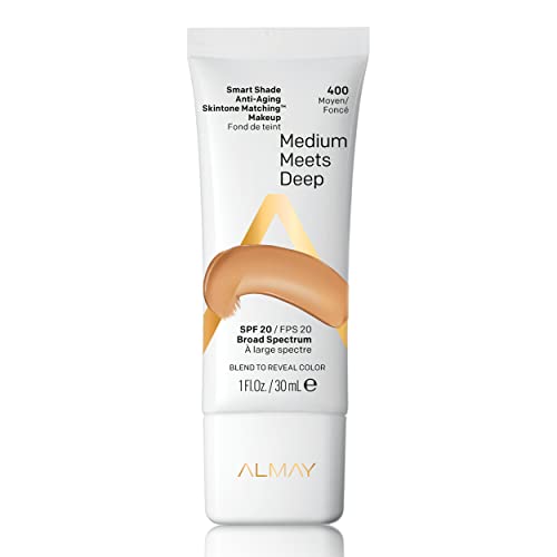 Almay Smart Shade Anti-Aging Skintone Matching Makeup, Hypoallergenic, Cruelty Free, Oil Free, -Fragrance Free, Dermatologist Tested Foundation with SPF 20, 1oz