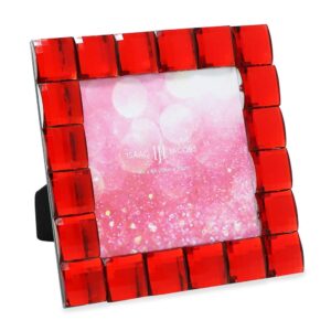 isaac jacobs decorative sparkling red jewel picture frame, photo display & home décor (4x4, red)
