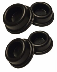 rubber door stopper bumpers (pack of 4) black - made in usa - self-adhesive wall protectors. prevent damage to walls from door knobs handles, guard and shield