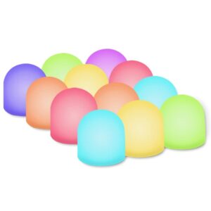 novelty place color changing mini nightlight, multicolor led mood lighting - night light for kid's bedroom, bathroom, living room - battery powered (pack of 12)