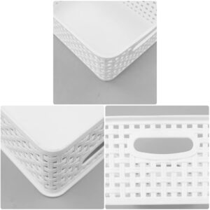 Jekiyo Plastic Storage Baskets, Pantry Organizing Bin, 4 Packs, F White