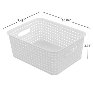 Jekiyo Plastic Storage Baskets, Pantry Organizing Bin, 4 Packs, F White