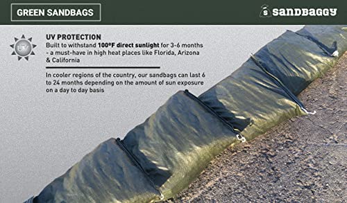 Sandbaggy - Heavy Duty Empty Sandbags For Flooding (14" X 26") - Poly Sand Bags - Flood Barrier, Weight, Construction, Earth Bag Homes - Reusable, UV Resistant - Tie Strings Attached (100 Bags)