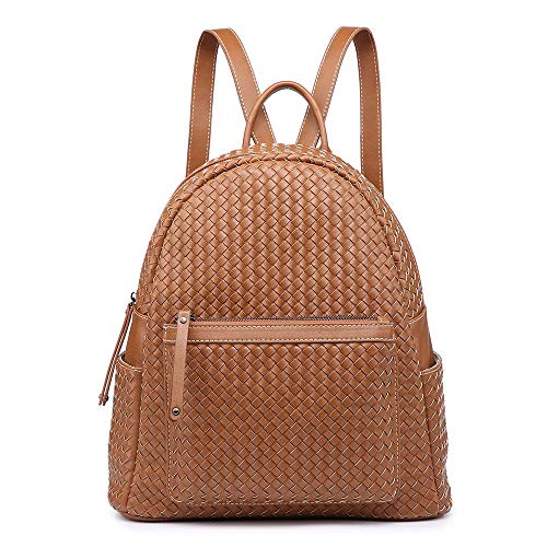 SHOMICO Woven Backpack for Women Trendy Daypacks Stylish Backpack Purse Women's Fashion Backpack for Travel Vacation (Large Brown Woven)