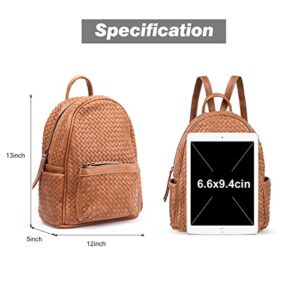 SHOMICO Woven Backpack for Women Trendy Daypacks Stylish Backpack Purse Women's Fashion Backpack for Travel Vacation (Large Brown Woven)