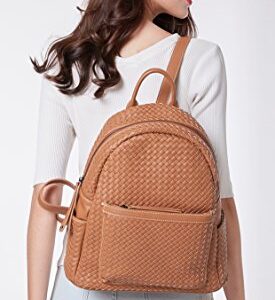 SHOMICO Woven Backpack for Women Trendy Daypacks Stylish Backpack Purse Women's Fashion Backpack for Travel Vacation (Large Brown Woven)