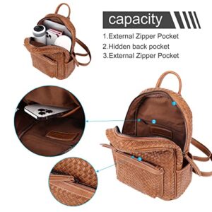 SHOMICO Woven Backpack for Women Trendy Daypacks Stylish Backpack Purse Women's Fashion Backpack for Travel Vacation (Large Brown Woven)