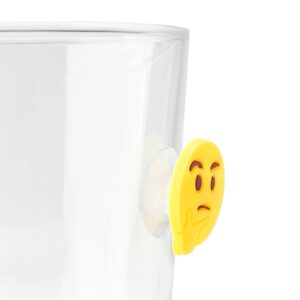 Emoji Charms with Suction 12 Pack, Perfect Markers for Everything from Wine Glass to Red Cups! Lifetime (Multi-Color)