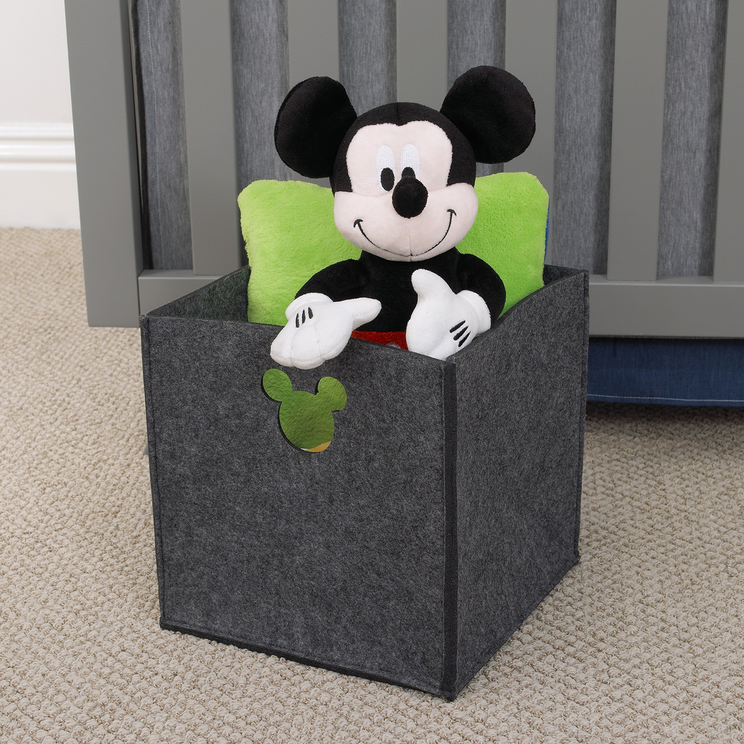 Disney Felt Die Cut Storage Bin, Grey, Mickey Mouse