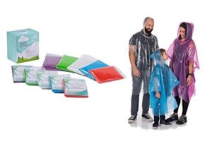 clear harbour emergency disposable poncho family pack | thick reusable .03mm pe plastic rain ponchos for women, men, and children | rain poncho family pack for theme parks