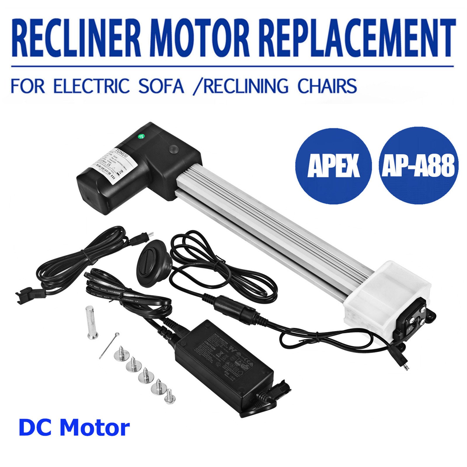 Mophorn 11.8 Inch Electric Recliner Motor Replacement Kit AP-A88 Okin Power Linear Actuator for Sofa Massage Chair, 11.8", White