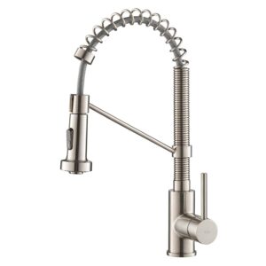 kraus kpf-1610ss bolden 18-inch commercial kitchen faucet with dual function pull-down sprayhead in all-brite finish, stainless steel