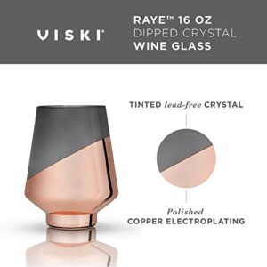 Viski Dipped Crystal Wine Glasses Stemless, 2 Count (Pack of 1)