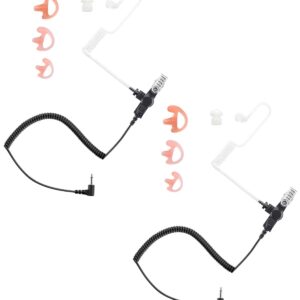 commountain 3.5mm Listen Only Earpiece for Speaker Mic of Motorola commountain Kenwood Baofeng etc, Acoustic Tube Receive Only Headset w/ 3 Earmolds, For Police Security and Law Enforcement Use-2 Pack