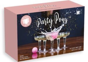 party pong™ ultimate upmarket beer pong drinking game with 12 plastic champagne glasses and 4 ping pong balls